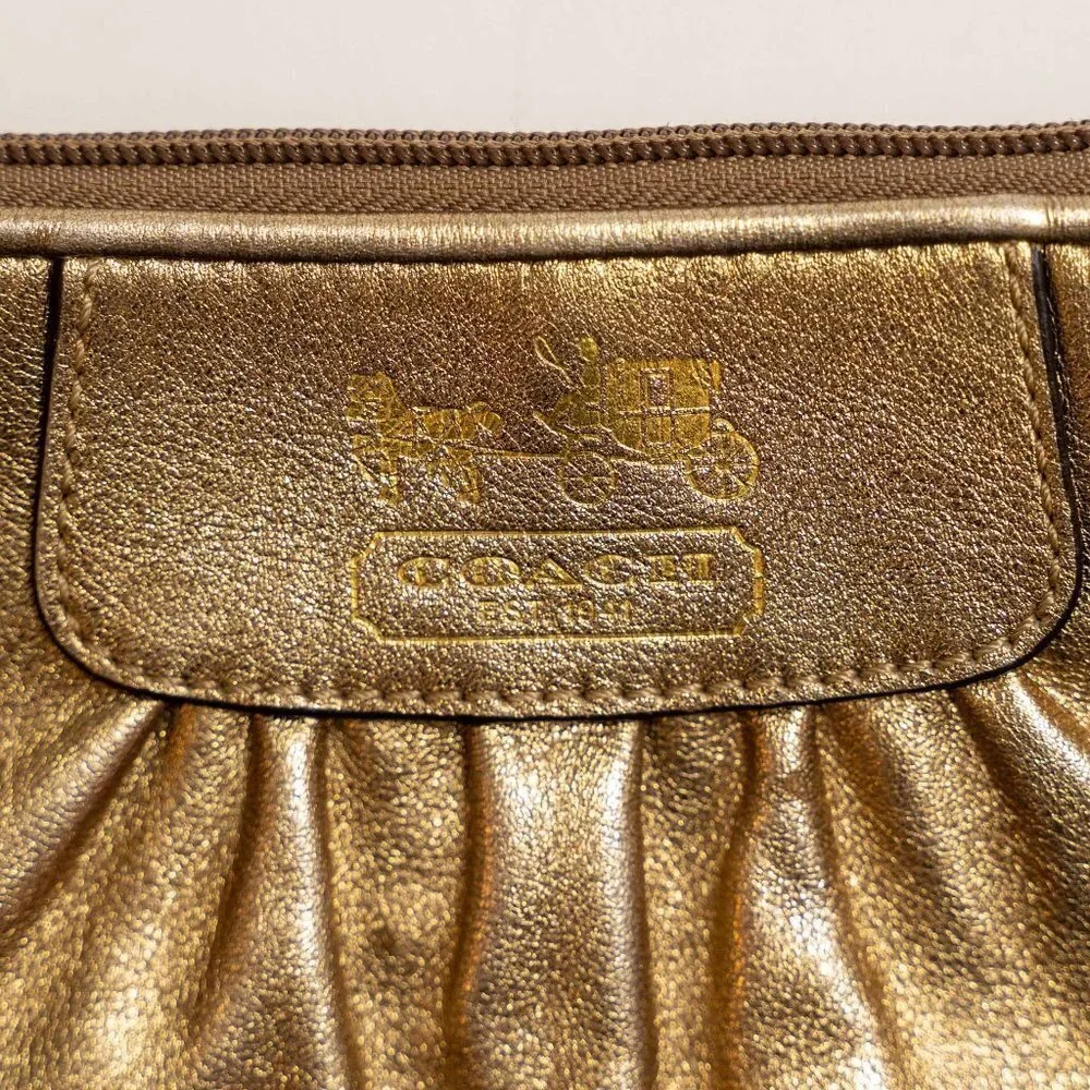 Coach Y2K Gold Leather Wristlet - Picture 3 of 13